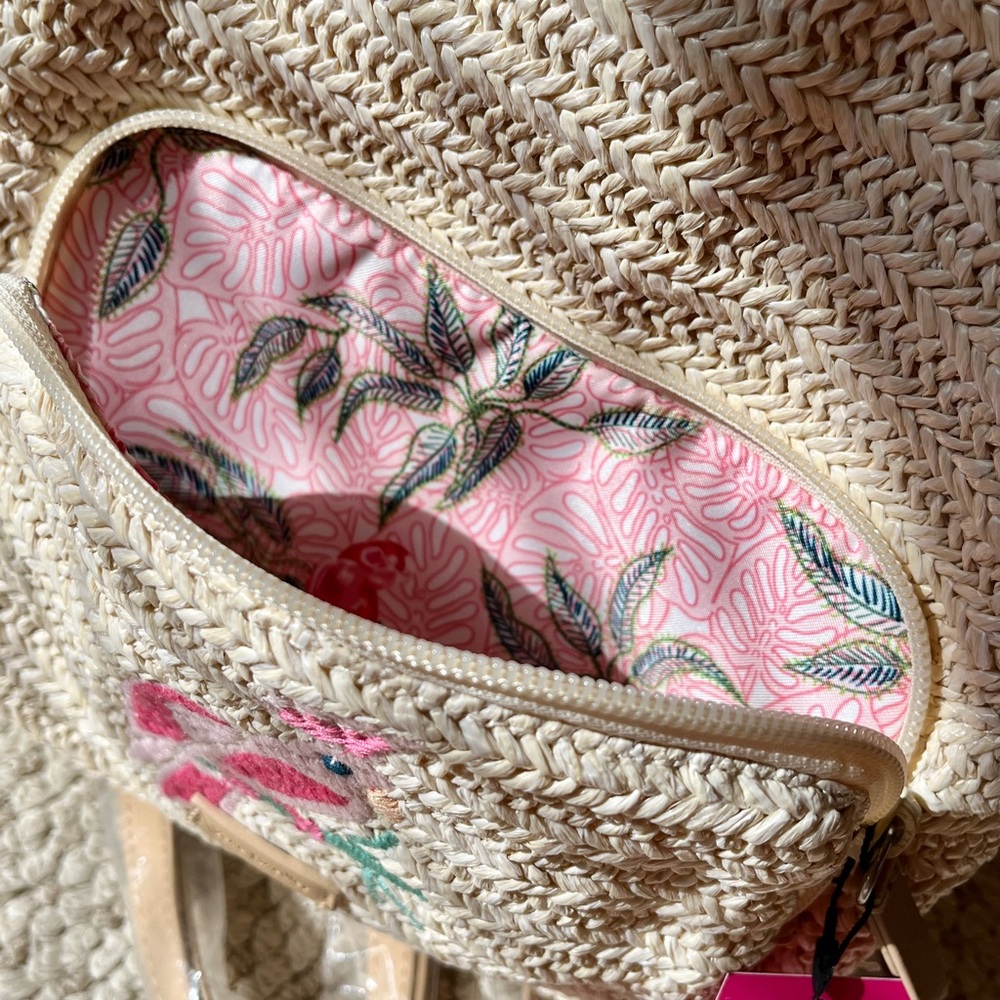 NWT!! Vera Bradley Light Natural Mini Straw Convertable Backpack Pink an… - Picture 10 of 10